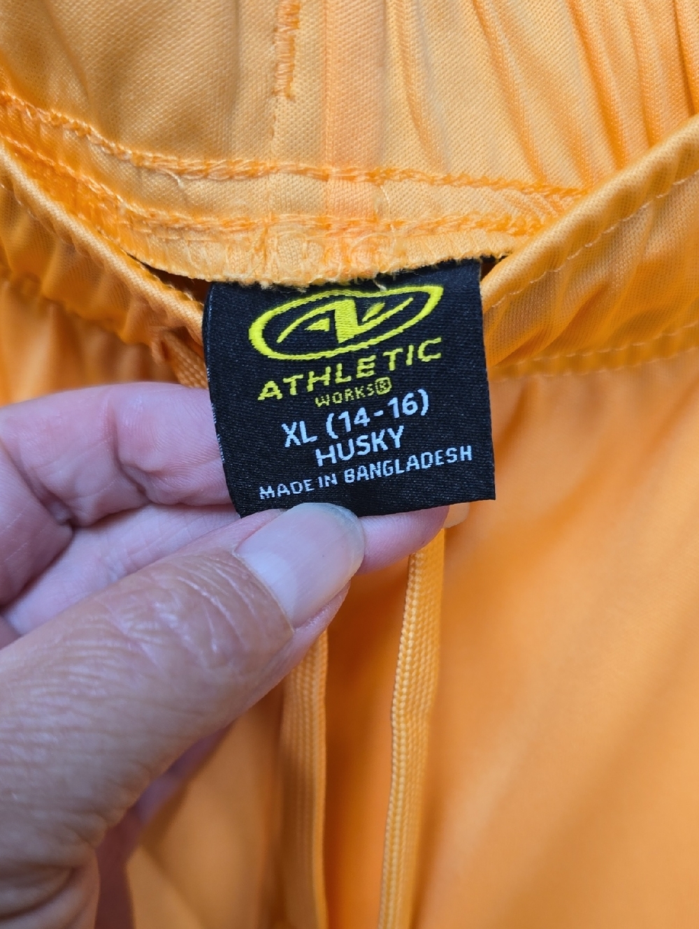 NWOT. Boy's Athletic Works-DriWorks Orange Drawstring Shorts. Size 14/16 Husky - Picture 3 of 4